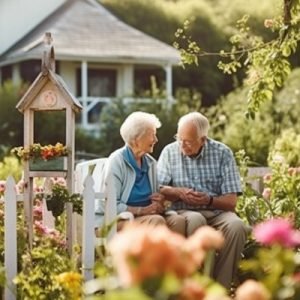 older couple in their home garden