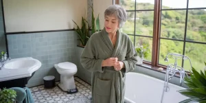 Bathroom with senior