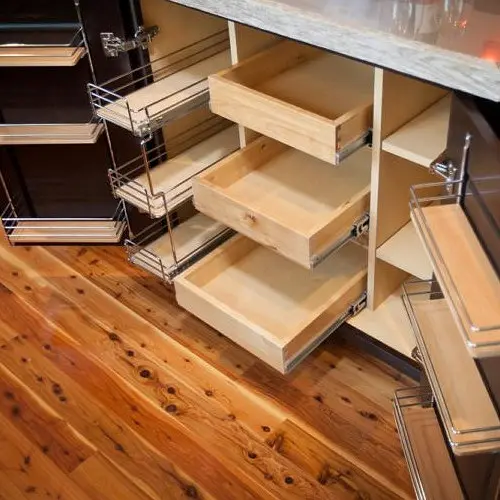 Pull out drawers in kitchens and bathrooms