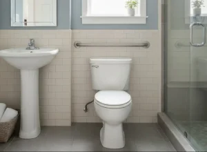 grab bar behind toilet