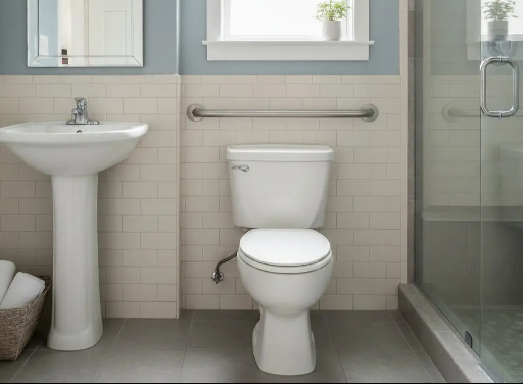 grab bar behind toilet