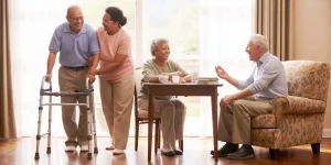 Seniors benefiting from professional caregivers