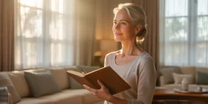 Middle aged woman preparing for aging in place.